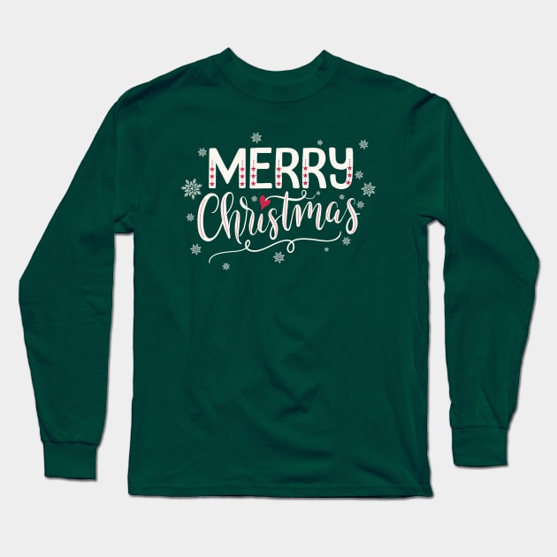 Merry Christmas Hand Lettering Long Sleeve T-Shirt by CalliLetters